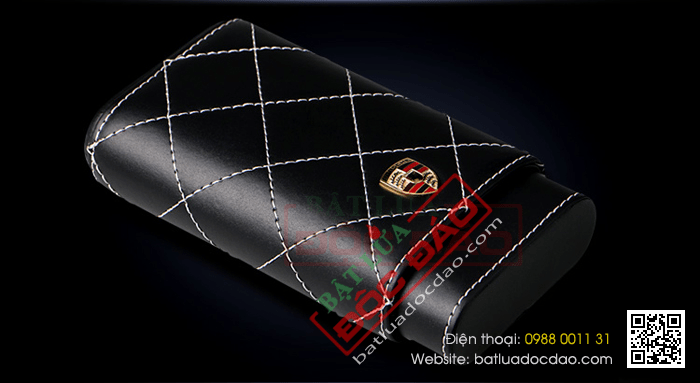 Bao da đựng Cigar (xì gà) Cigarloong chính hãng loại 3 điếu - Mã SP: 1004L