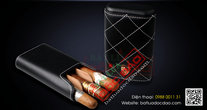 Bao da đựng Cigar (xì gà) Cigarloong chính hãng loại 3 điếu - Mã SP: 1004L