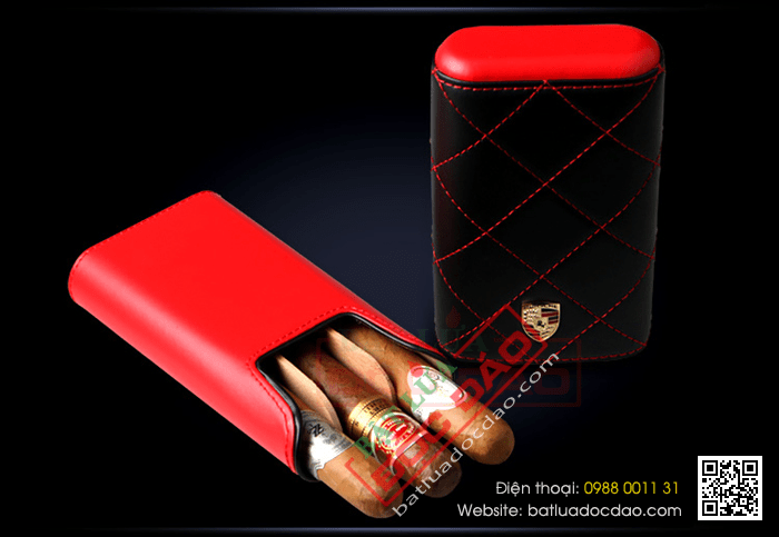 Bao da đựng Cigar (xì gà) Cigarloong chính hãng loại 3 điếu - Mã SP: 1004L