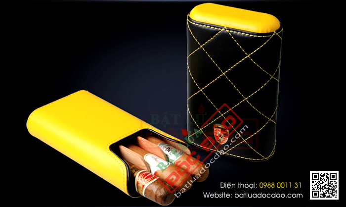 Bao da đựng Cigar (xì gà) Cigarloong chính hãng loại 3 điếu - Mã SP: 1004L