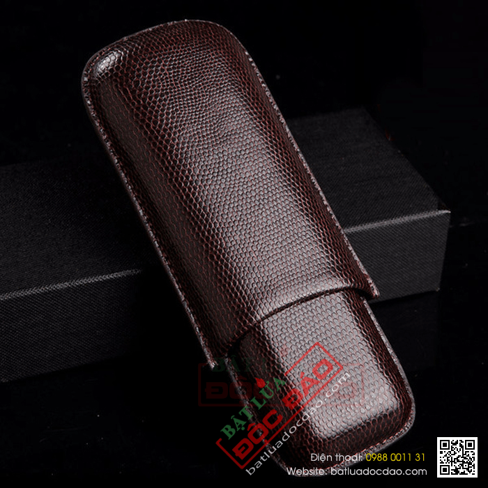 Bao da đựng Cigar (xì gà) Cohiba chất liệu da loại 2 điếu chính hãng - Mã SP: 5200L