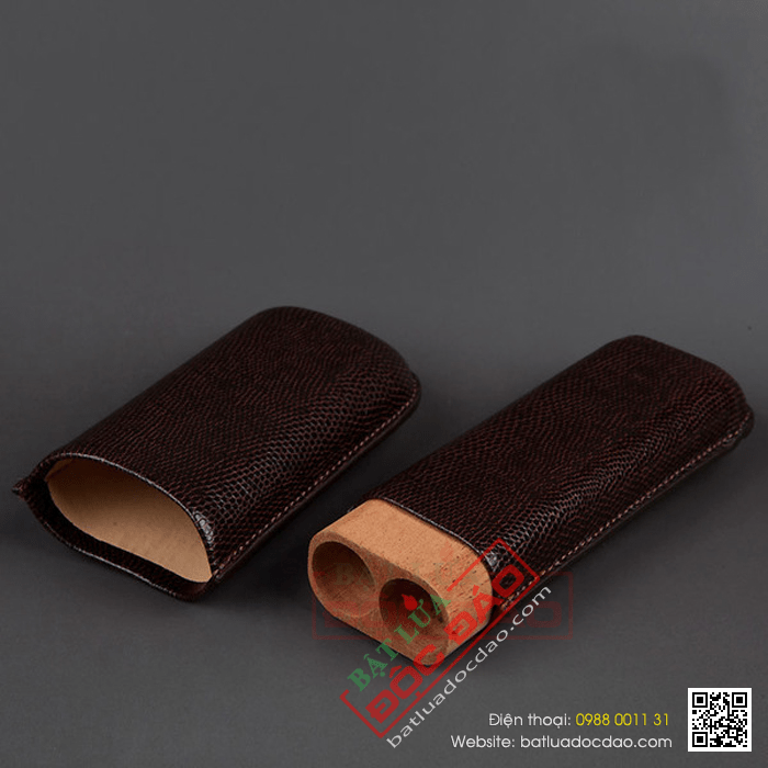 Bao da đựng Cigar (xì gà) Cohiba chất liệu da loại 2 điếu chính hãng - Mã SP: 5200L