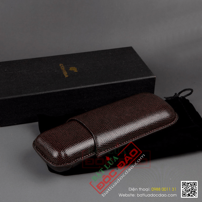 Bao da đựng Cigar (xì gà) Cohiba chất liệu da loại 2 điếu chính hãng - Mã SP: 5200L