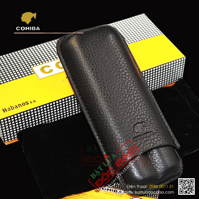 Bao da đựng Cigar (xì gà) Cohiba chính hãng loại 2 điếu - Mã SP: 1202A