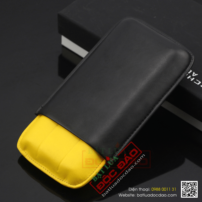 Bao da đựng Cigar (xì gà) Cohiba chính hãng loại 3 điếu logo Porsche - Mã SP: PC1002L