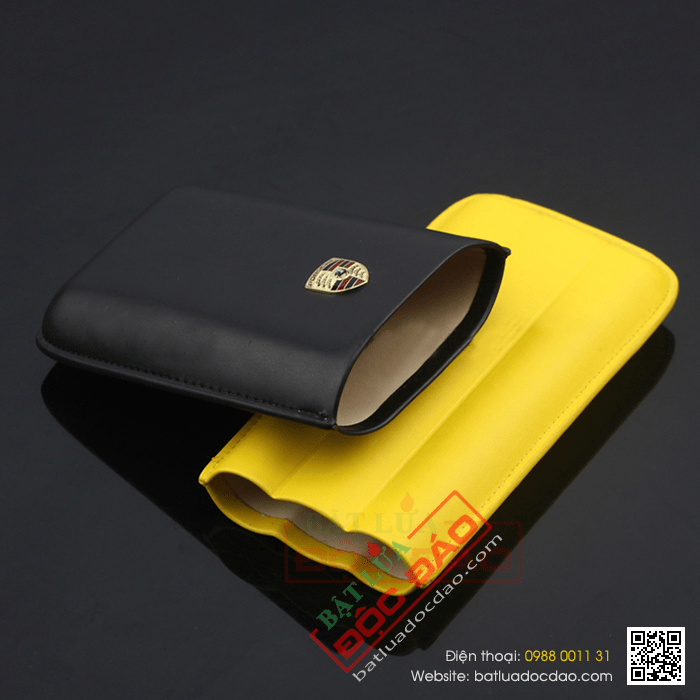 Bao da đựng Cigar (xì gà) Cohiba chính hãng loại 3 điếu logo Porsche - Mã SP: PC1002L