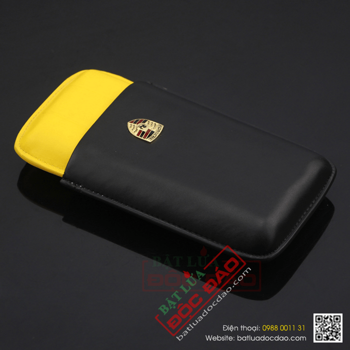 Bao da đựng Cigar (xì gà) Cohiba chính hãng loại 3 điếu logo Porsche - Mã SP: PC1002L
