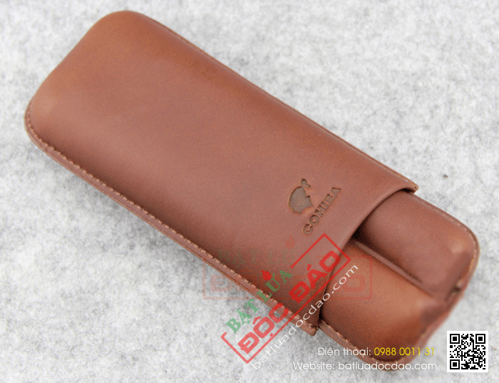 Bao da đựng Cigar (xì gà) Cohiba loại 2 điếu màu nâu chính hãng - Mã SP: 1202L