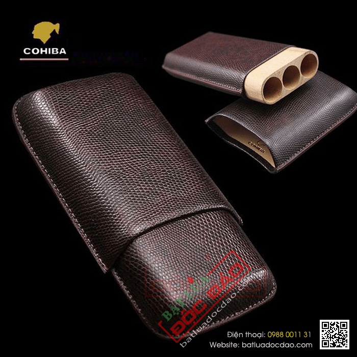 Bao da đựng Cigar (xì gà) Cohiba loại 3 điếu chính hãng - Mã SP: 5200A
