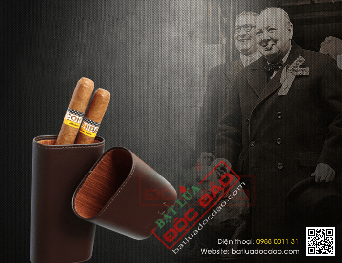 Bao da đựng Cigar (xì gà) Cohiba loại 3 điếu màu nâu chính hãng - Mã SP: P303