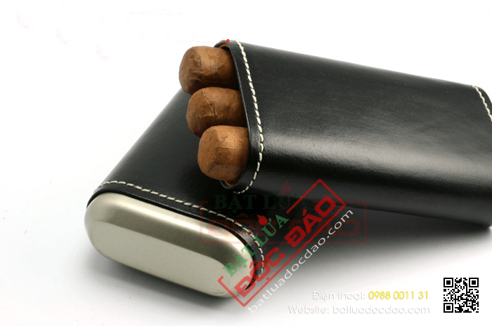 Bao da đựng Cigar (xì gà) Xikar loại 3 điếu màu đen chính hãng - Mã SP: 243BK