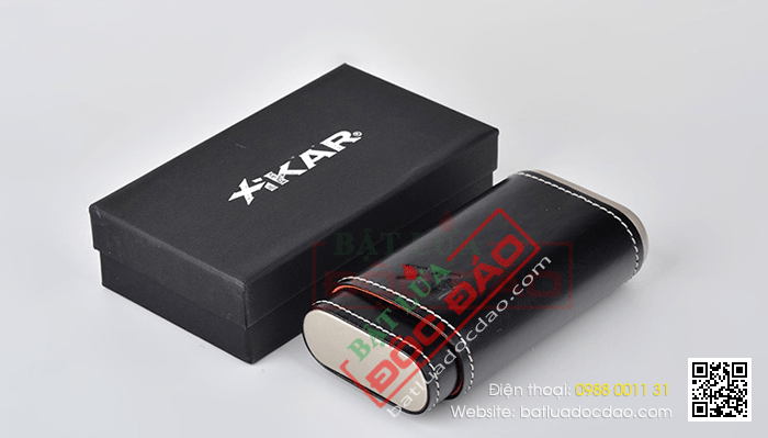Bao da đựng Cigar (xì gà) Xikar loại 3 điếu màu đen chính hãng - Mã SP: 243BK