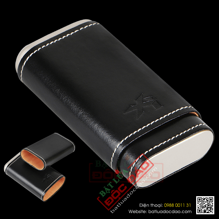 Bao da đựng Cigar (xì gà) Xikar loại 3 điếu màu đen chính hãng - Mã SP: 243BK