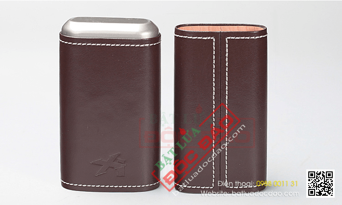 Bao da đựng Cigar (xì gà) Xikar loại 3 điếu màu nâu cao cấp - Mã SP: 243CN
