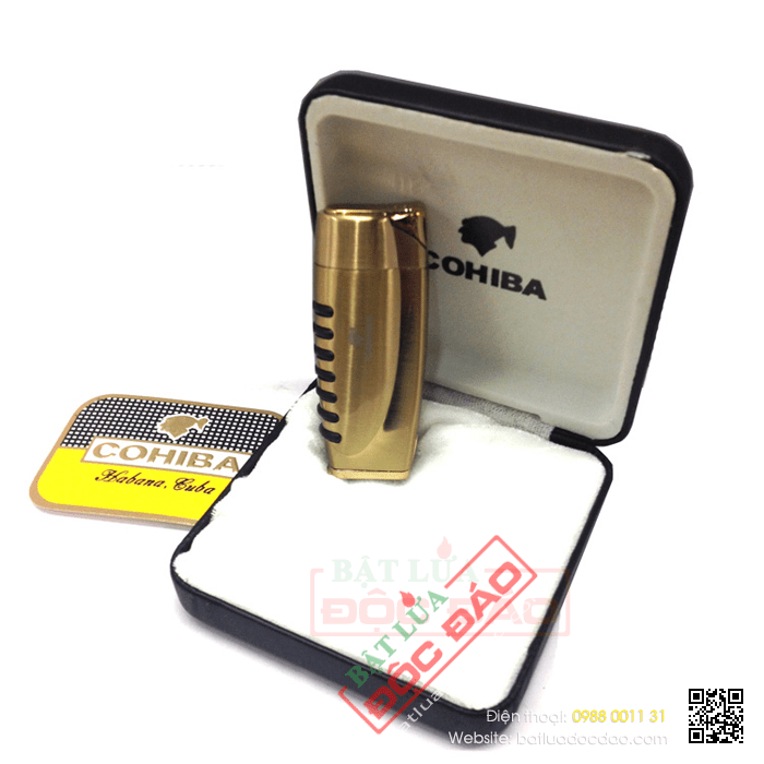 Bật lửa khò hút Cigar (xì gà) cohiba chính hãng loại 1 tia lửa có thiết bị đục xì gà - Mã SP: BLH087