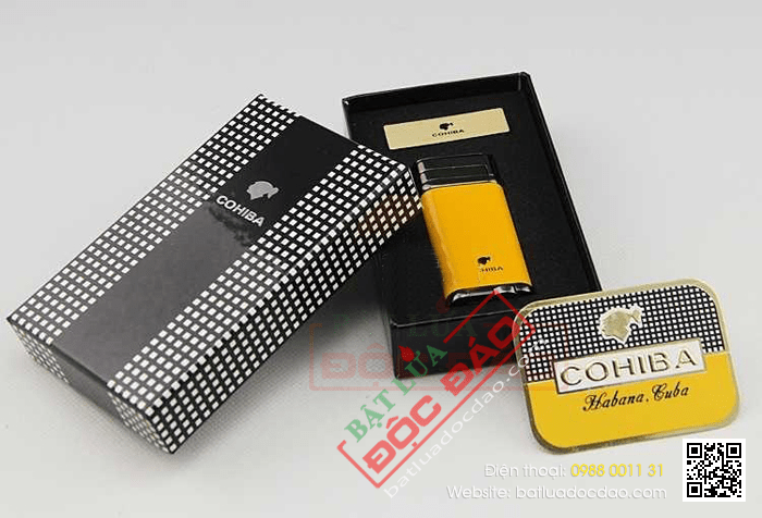 Bật lửa khò hút Cigar (xì gà) Cohiba chính hãng loại 1 tia lửa có thiết bị đục Xì gà - Mã SP: BLH097