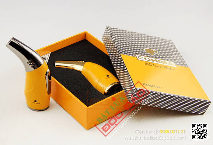 Bật lửa khò hút Cigar (xì gà) Cohiba chính hãng loại 1 tia lửa có thiết bị đục Xì gà - Mã SP: BLH106
