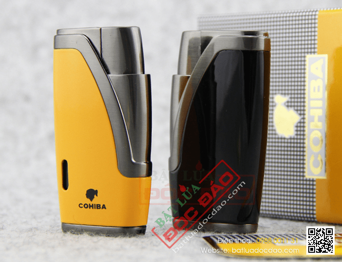 Bật lửa khò hút Cigar (xì gà) Cohiba chính hãng loại 2 tia lửa có thiết bị đục Cigar - Mã SP: BLH015