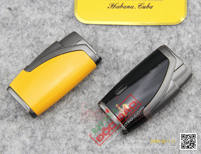 Bật lửa khò hút Cigar (xì gà) Cohiba chính hãng loại 2 tia lửa có thiết bị đục Cigar - Mã SP: BLH015