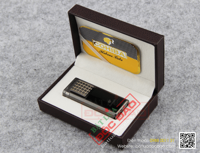 Bật lửa khò hút Cigar (xì gà) Cohiba chính hãng loại 2 tia lửa có thiết bị đục Xì gà - Mã SP: BLH629