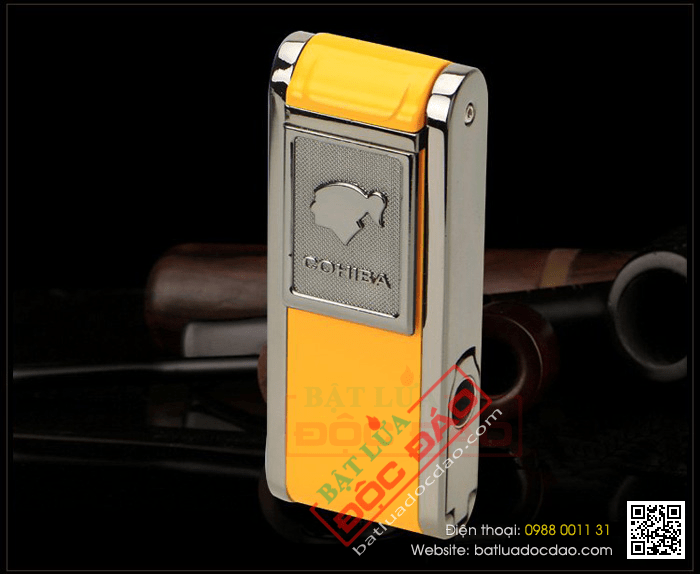 Bật lửa khò hút Cigar (xì gà) Cohiba chính hãng loại 2 tia lửa có thiết bị đục xì gà - Mã SP: BLH080