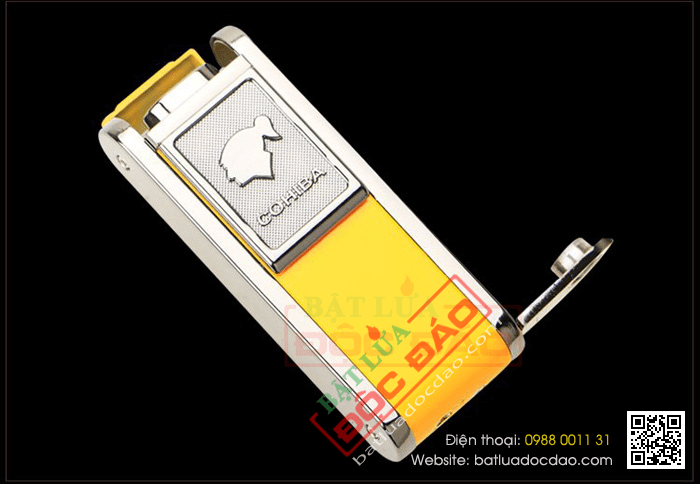 Bật lửa khò hút Cigar (xì gà) Cohiba chính hãng loại 2 tia lửa có thiết bị đục xì gà - Mã SP: BLH080