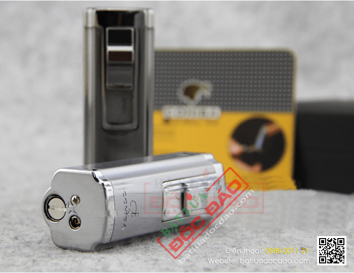 Bật lửa khò hút Cigar (xì gà) Cohiba chính hãng loại 3 tia lửa có thiết bị đục Cigar - Mã SP: BLH004