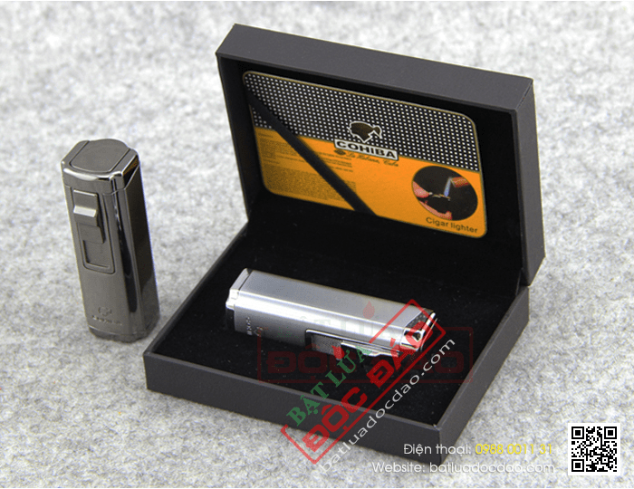 Bật lửa khò hút Cigar (xì gà) Cohiba chính hãng loại 3 tia lửa có thiết bị đục Cigar - Mã SP: BLH004