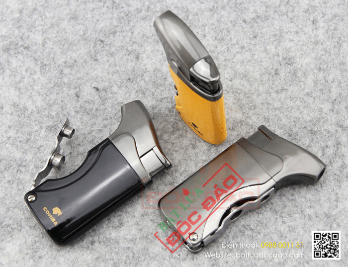 Bật lửa khò hút Cigar (xì gà) chính hãng Cohiba loại 1 tia lửa có 2 thiết bị đục lỗ cho Cigar mini và Cigar đại - Mã SP: BLH006
