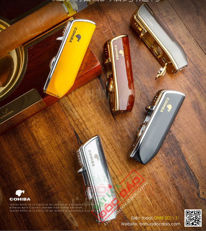 Bật lửa khò cigar Cohiba 3 tia kèm đục - Mã SP: COB08