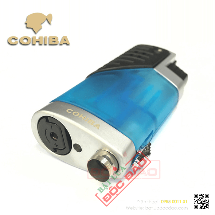Bật lửa khò hút Cigar (xì gà) Cohiba 3 tia lửa có thiết bị đục Cigar - Mã SP: COB002