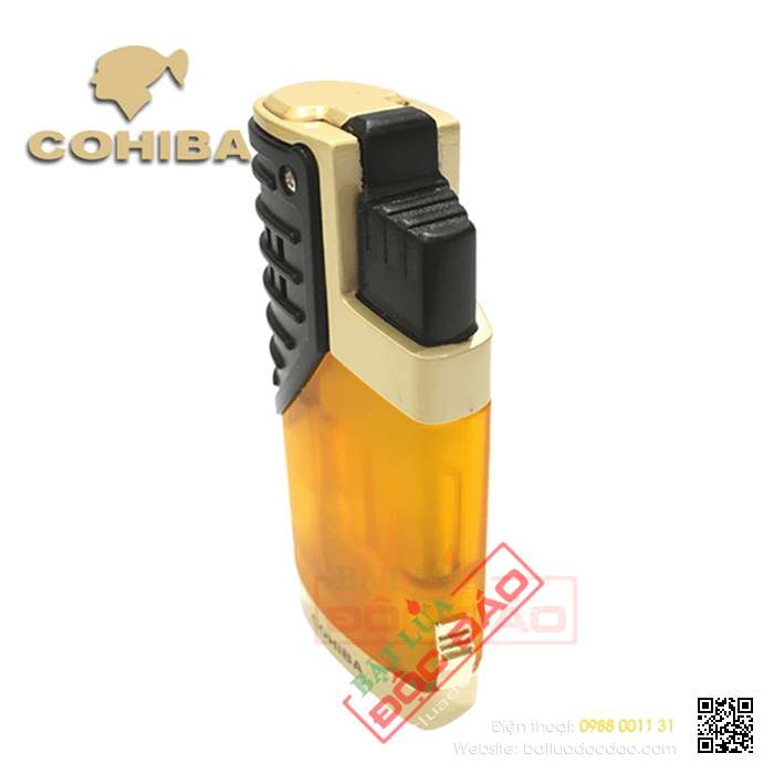 Bật lửa khò hút Cigar (xì gà) Cohiba 3 tia lửa có thiết bị đục Cigar - Mã SP: COB002