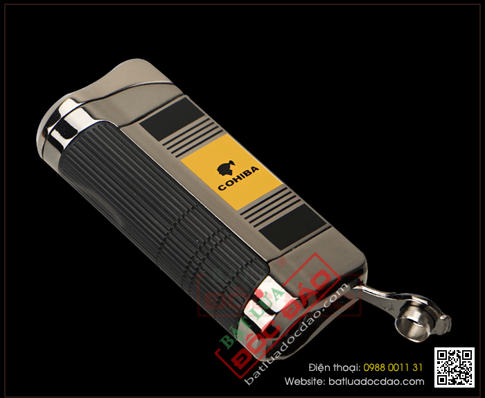 Bật lửa khò hút Cigar (xì gà) cohiba chính hãng 3 tia lửa có thiết bị đục xì gà - Mã SP: BLH085