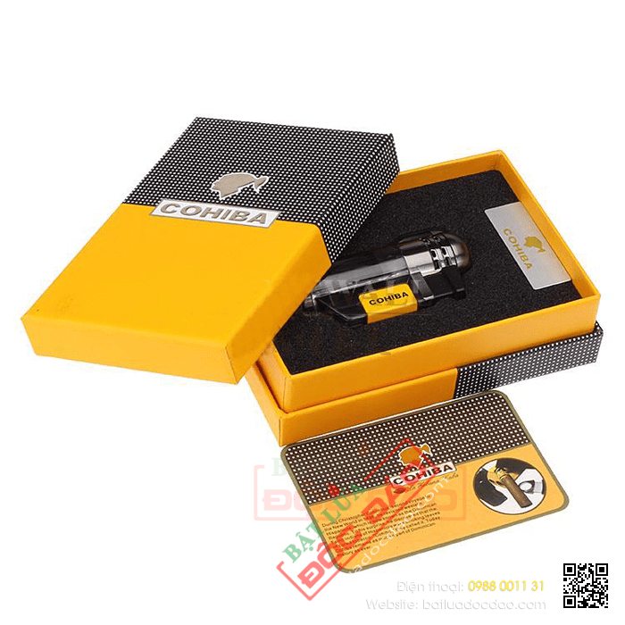 Bật lửa khò hút Cigar (xì gà) Cohiba chính hãng 3 tia lửa khò - Mã SP: COB373