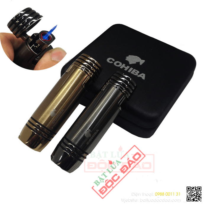 Bật lửa khò hút Cigar (xì gà) cohiba chính hãng loại 1 tia lửa có thiết bị đục xì gà - Mã SP: BLH088