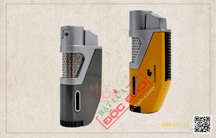 Bật lửa khò hút Cigar (xì gà) Cohiba chính hãng loại 1 tia lửa khò có vách kính soi gas - Mã SP: BLH098