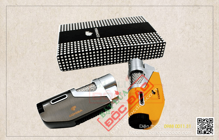 Bật lửa khò hút Cigar (xì gà) Cohiba chính hãng loại 1 tia lửa khò có vách kính soi gas - Mã SP: BLH098