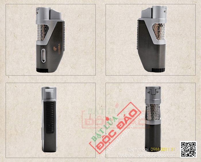 Bật lửa khò hút Cigar (xì gà) Cohiba chính hãng loại 1 tia lửa khò có vách kính soi gas - Mã SP: BLH098