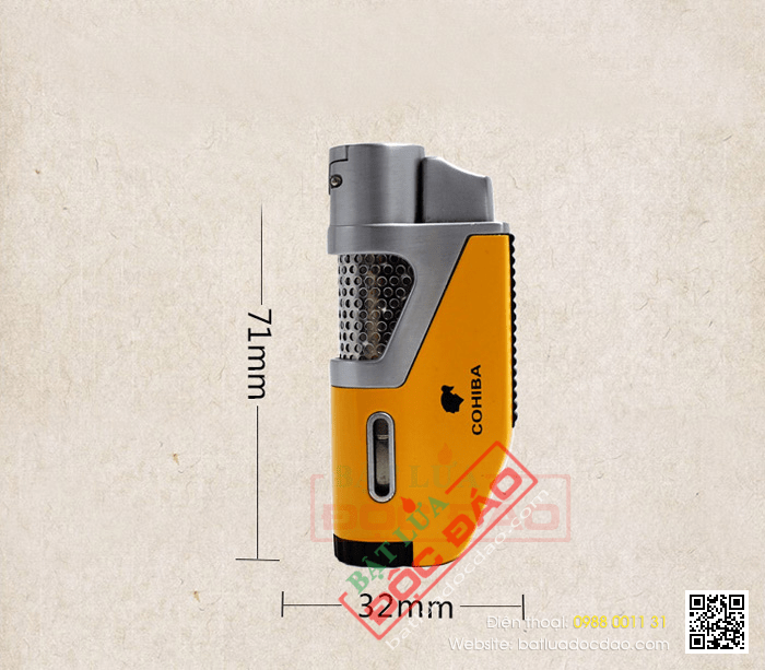 Bật lửa khò hút Cigar (xì gà) Cohiba chính hãng loại 1 tia lửa khò có vách kính soi gas - Mã SP: BLH098