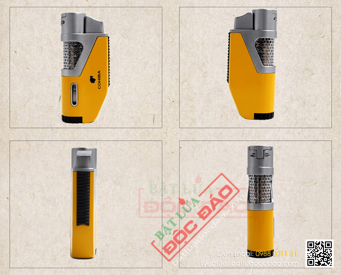 Bật lửa khò hút Cigar (xì gà) Cohiba chính hãng loại 1 tia lửa khò có vách kính soi gas - Mã SP: BLH098