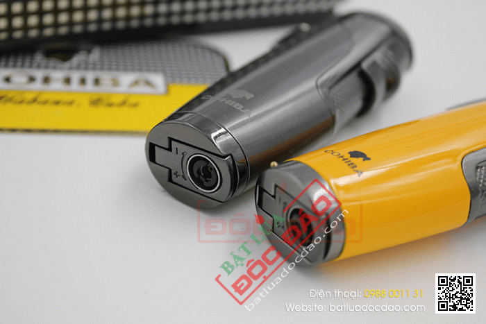 Bật lửa khò hút Cigar (xì gà) Cohiba chính hãng loại 3 tia lửa khò có thiết bị đục xì gà - Mã SP: BLH074