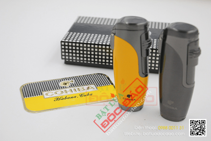 Bật lửa khò hút Cigar (xì gà) Cohiba chính hãng loại 3 tia lửa khò có thiết bị đục xì gà - Mã SP: BLH074