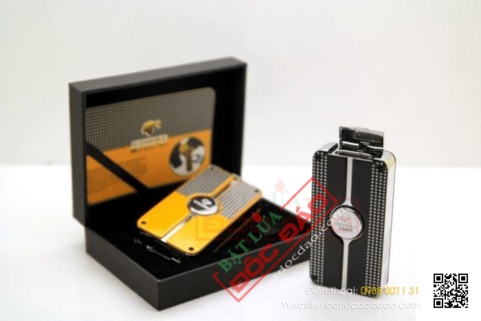 Bật lửa khò hút Cigar (xì gà) Cohiba chính hãng loại 3 tia lửa siêu mạnh có thiết bị đục lỗ Xì gà - Mã SP: COB58