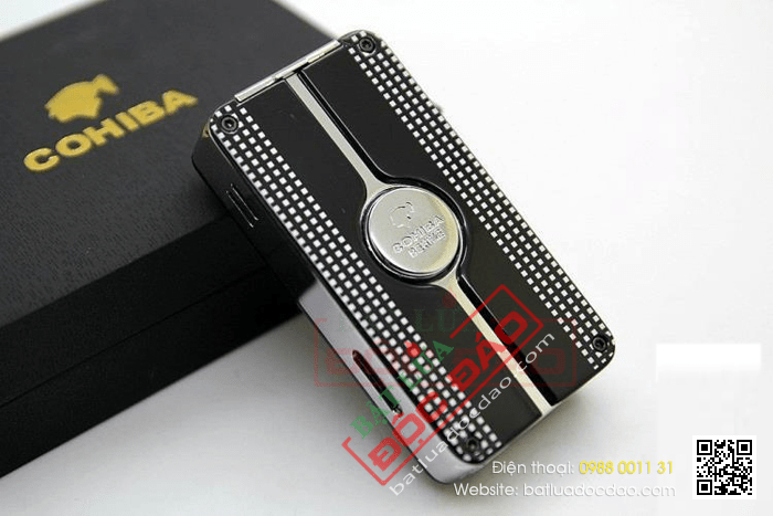 Bật lửa khò hút Cigar (xì gà) Cohiba chính hãng loại 3 tia lửa siêu mạnh có thiết bị đục lỗ Xì gà - Mã SP: COB58
