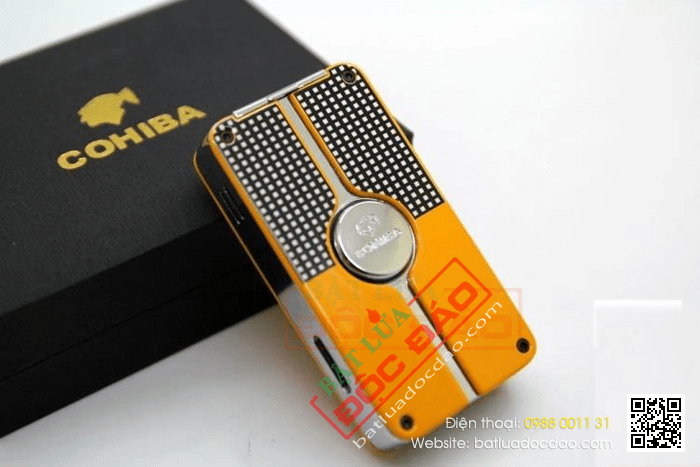 Bật lửa khò hút Cigar (xì gà) Cohiba chính hãng loại 3 tia lửa siêu mạnh có thiết bị đục lỗ Xì gà - Mã SP: COB58