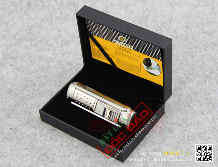Bật lửa khò hút Cigar (xì gà) Cohiba chính hãng loại 4 tia lửa cực mạnh - Mã SP: BLH027
