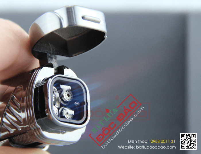 Bật lửa khò hút Cigar (xì gà) Cohiba chính hãng loại 4 tia lửa cực mạnh trang bị đục lỗ Cigar - Mã SP: BLH050