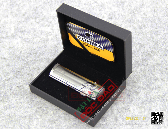 Bật lửa khò hút Cigar (xì gà) Cohiba chính hãng loại 4 tia lửa cực mạnh trang bị đục lỗ Cigar - Mã SP: BLH050