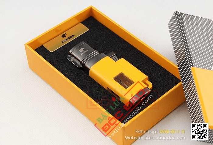 Bật lửa khò hút Cigar (xì gà) Cohiba chính hãng loại 4 tia lửa khò cực mạnh - Mã SP: BLH092