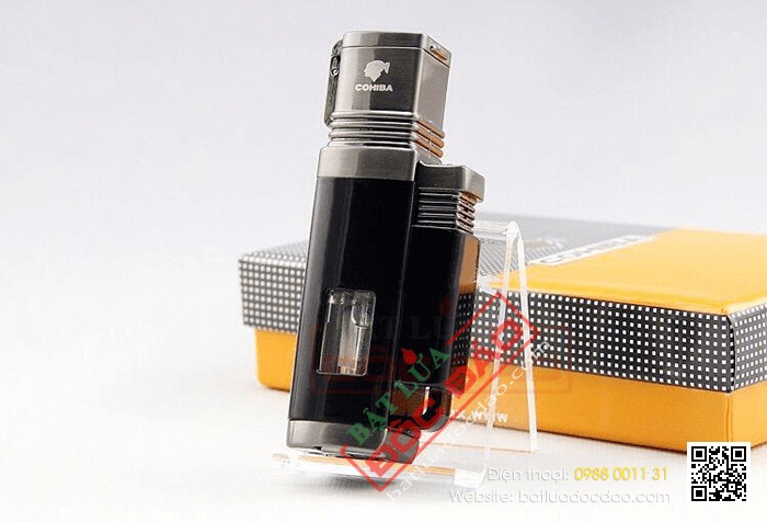 Bật lửa khò hút Cigar (xì gà) Cohiba chính hãng loại 4 tia lửa khò cực mạnh - Mã SP: BLH092